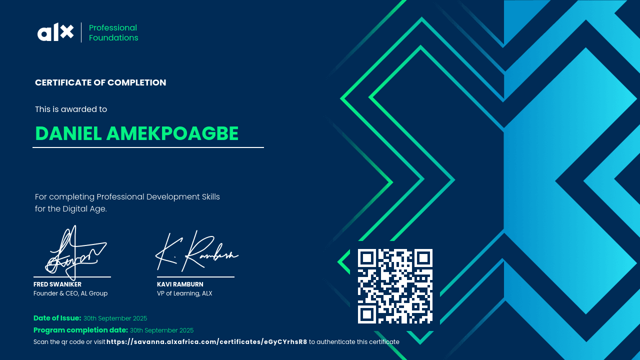 Professional Foundations — Professional Development Skills for the Digital Age certificate