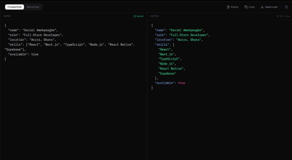 JSON Formatter preview